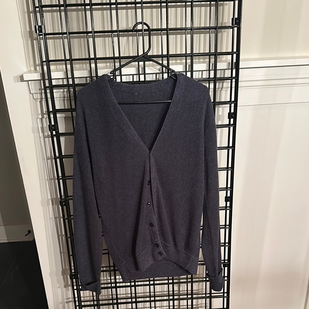 Navy Women's V-Neck Cardigan Sweater
